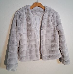 Gray Plush Open Jacket Small